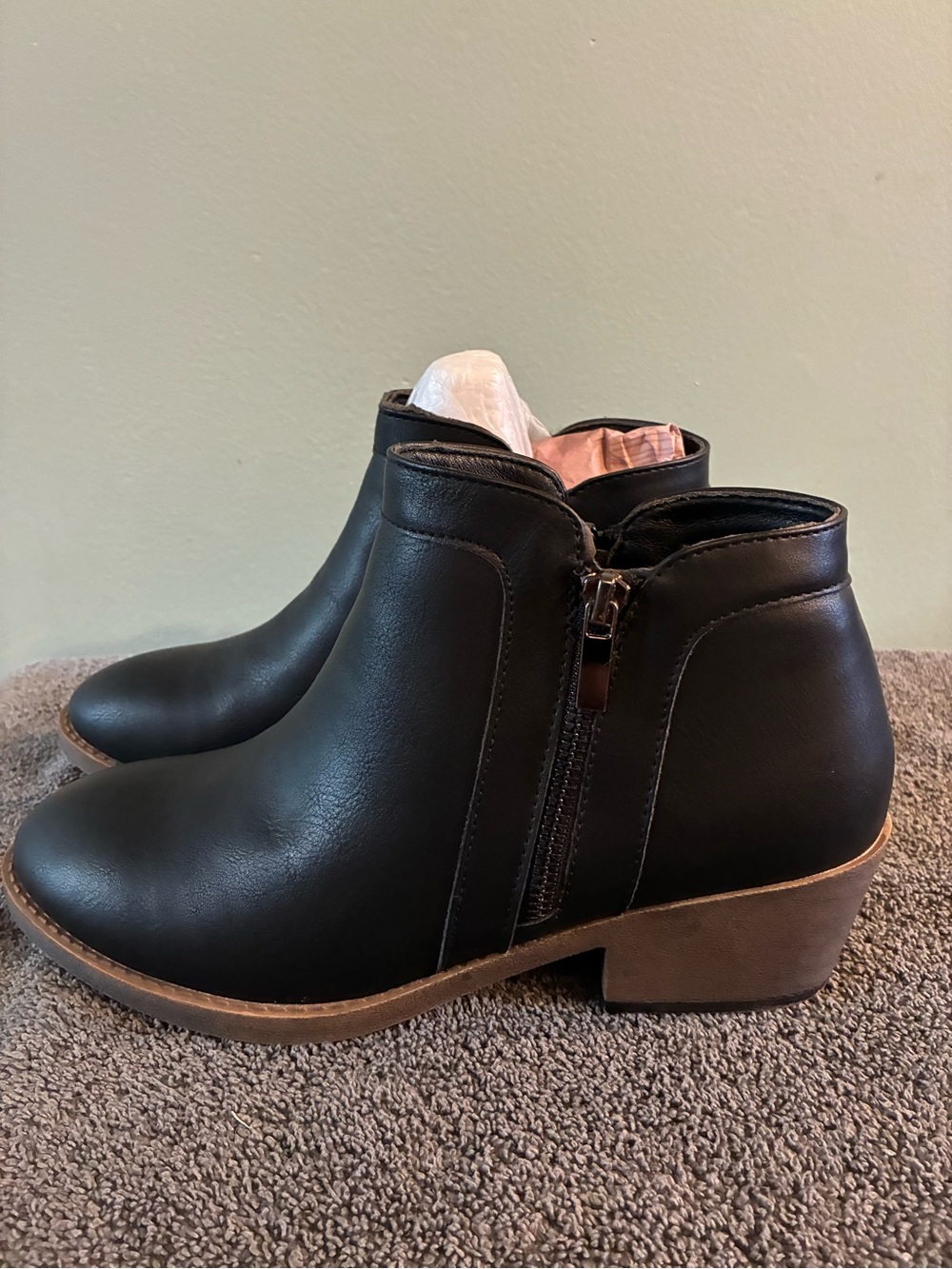 Classic Black Ankle Booties with Low Block Heel - Minimalist Style
